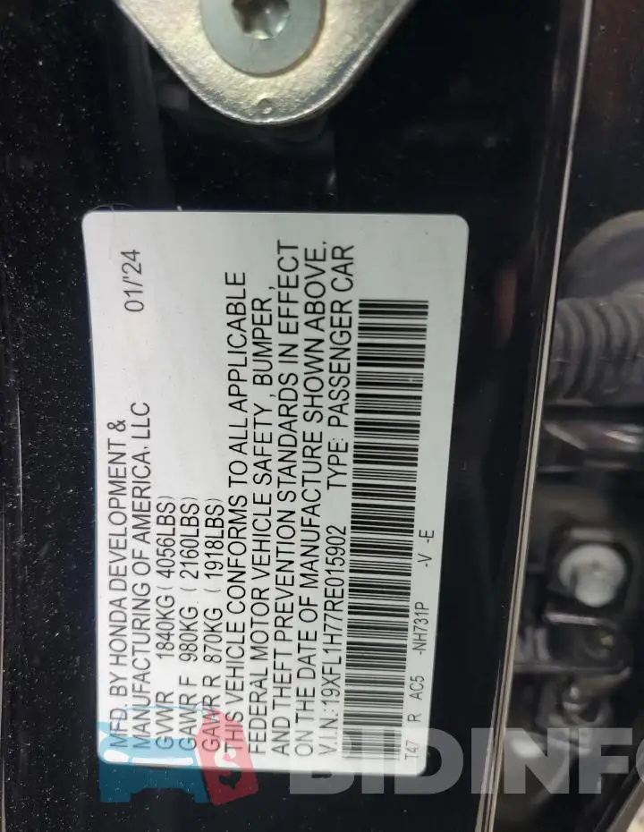 19XFL1H77RE015902 Photo# 12