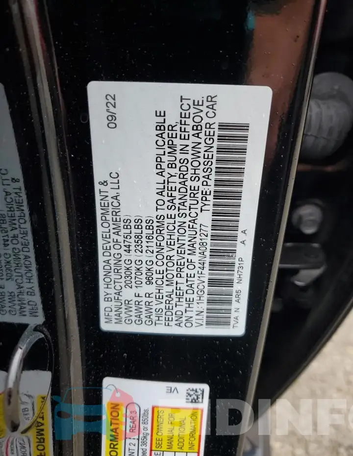 1HGCV1F44NA081277 Photo# 12