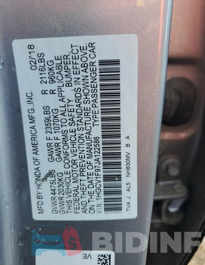 1HGCV1F97JA122586 Photo# 12