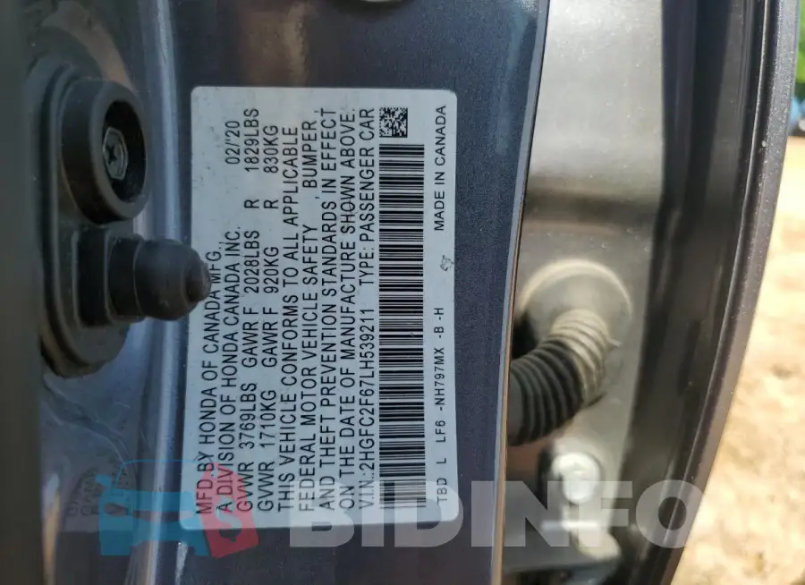 2HGFC2F67LH539211 Photo# 12
