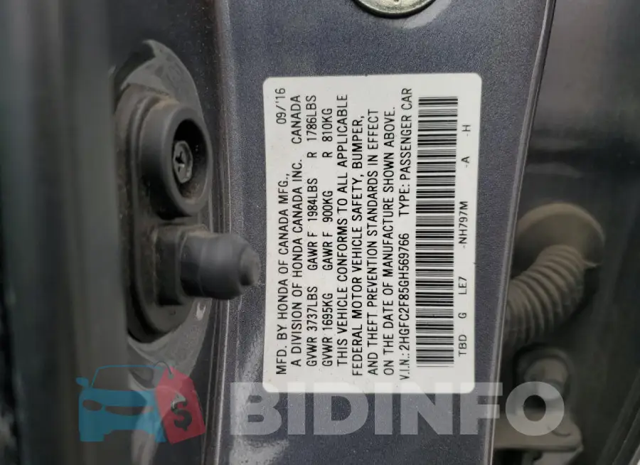 2HGFC2F85GH569766 Photo# 13