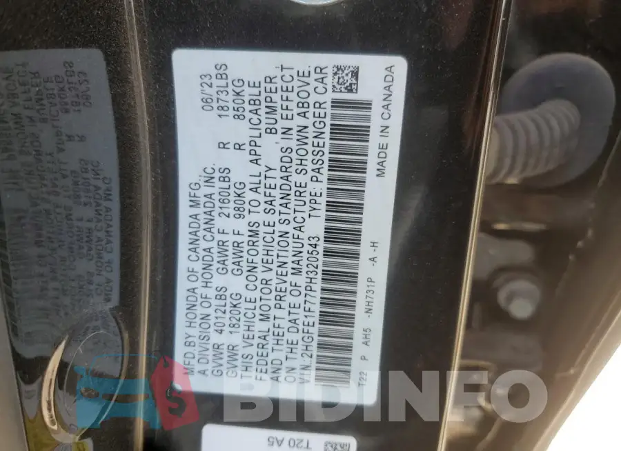 2HGFE1F77PH320543 Photo# 12