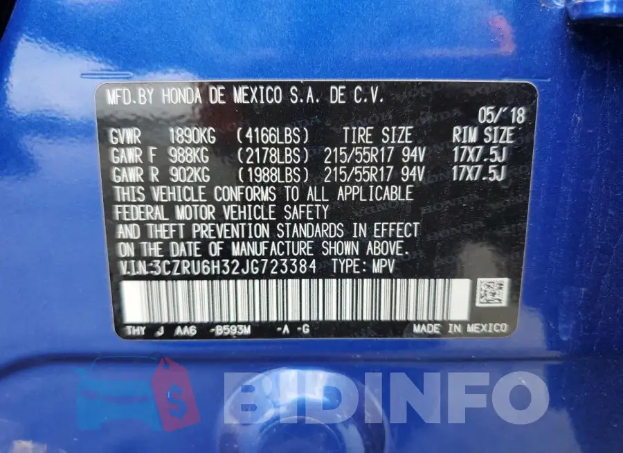 3CZRU6H32JG723384 Photo# 13