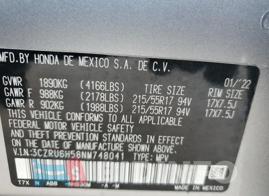 3CZRU6H58NM748041 Photo# 14