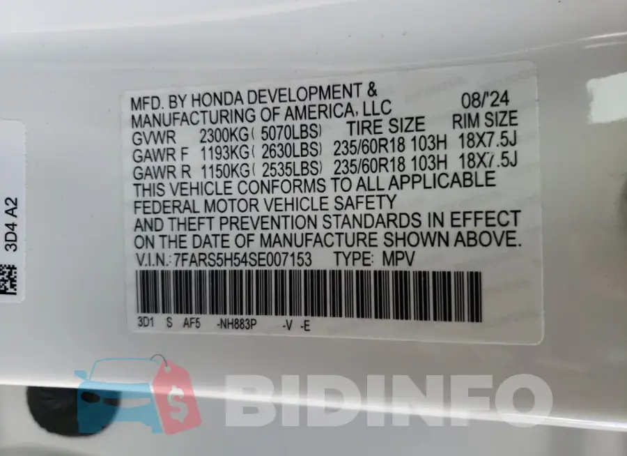 7FARS5H54SE007153 Photo# 13