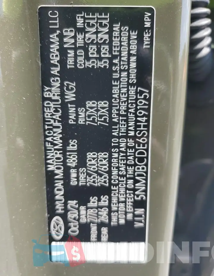5NMJBCDE6SH491957 Photo# 14