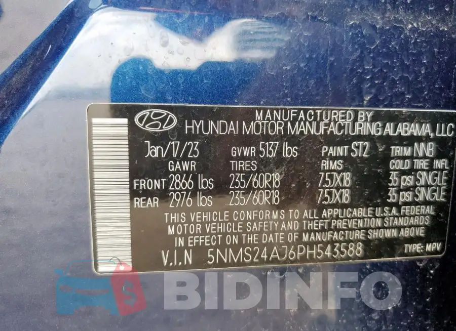 5NMS24AJ6PH543588 Photo# 13