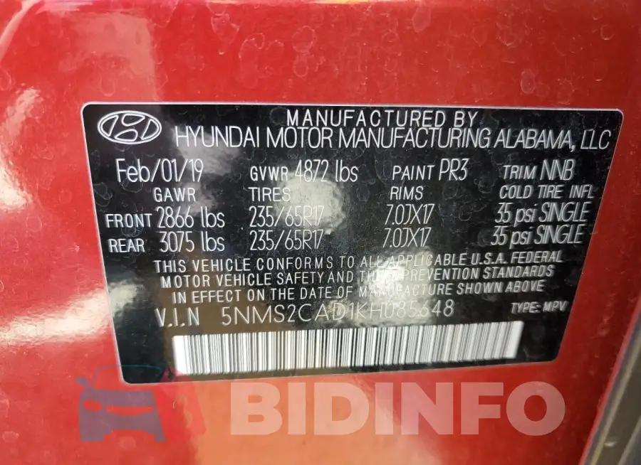 5NMS2CAD1KH085648 Photo# 13