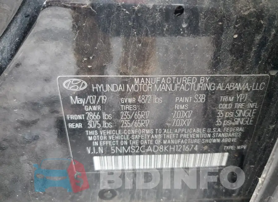 5NMS2CAD8KH121674 Photo# 14