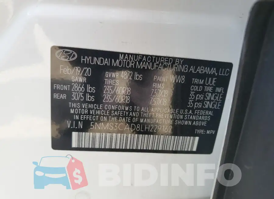 5NMS3CAD8LH229162 Photo# 13