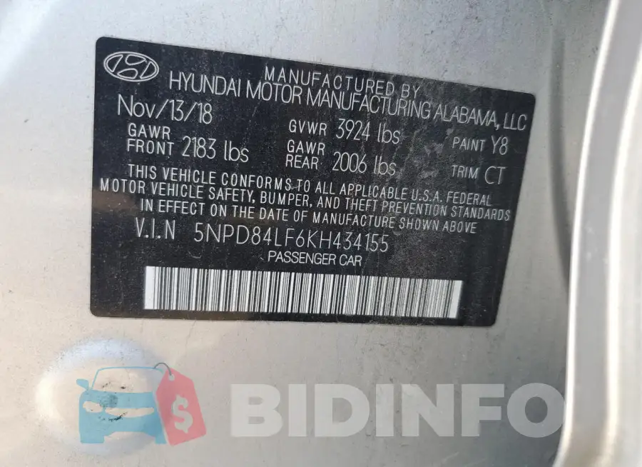5NPD84LF6KH434155 Photo# 12
