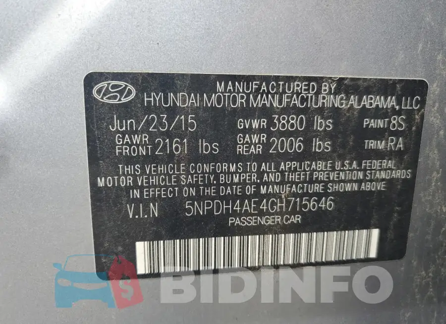 5NPDH4AE4GH715646 Photo# 12