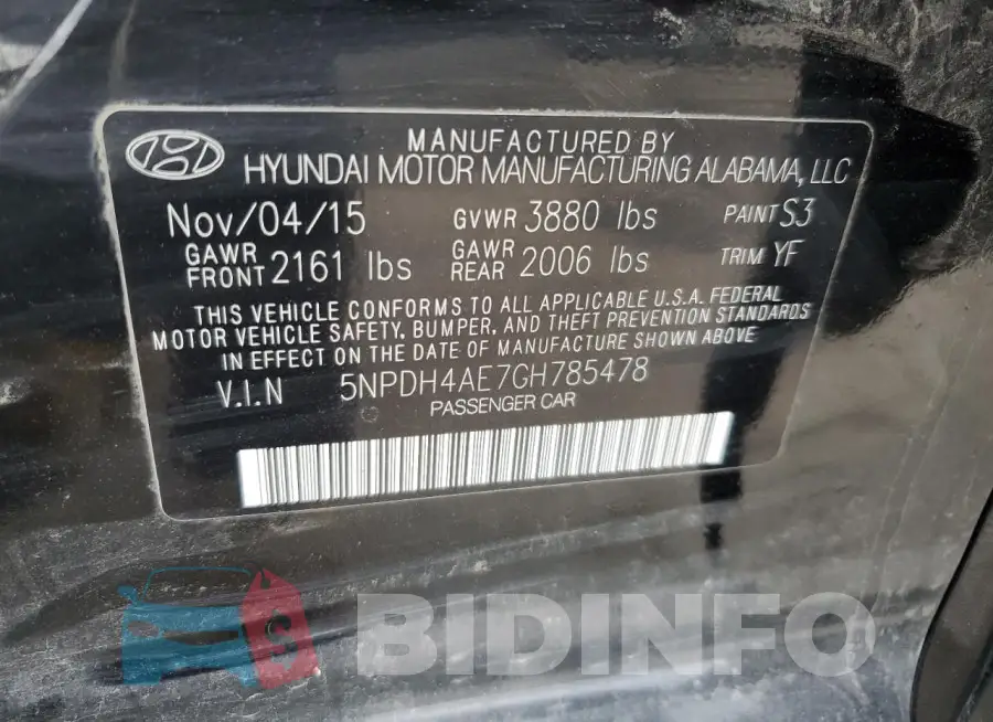 5NPDH4AE7GH785478 Photo# 12