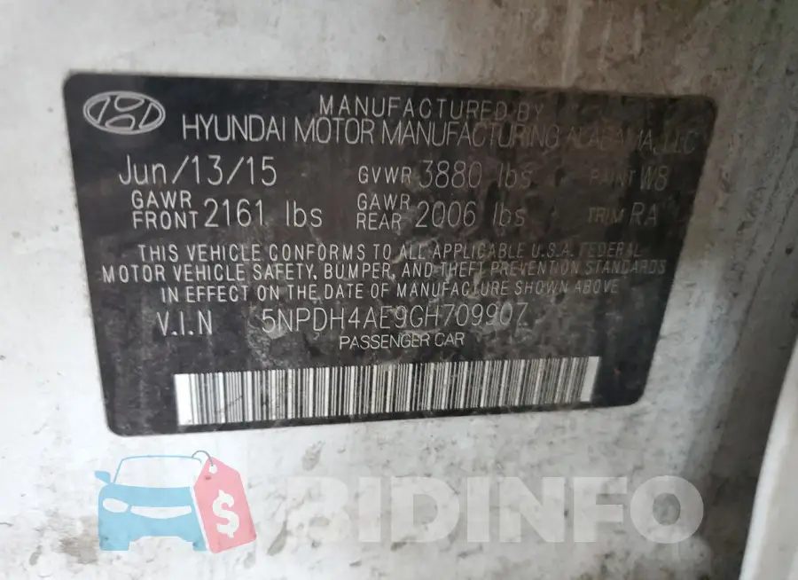 5NPDH4AE9GH709907 Photo# 12