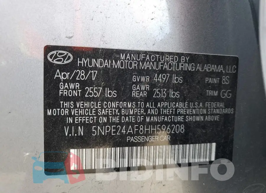 5NPE24AF8HH596208 Photo# 12