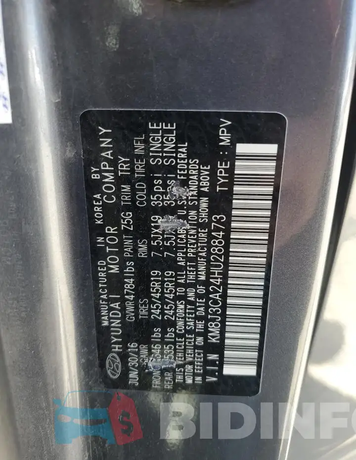 KM8J3CA24HU288473 Photo# 14