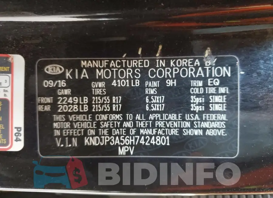 KNDJP3A56H7424801 Photo# 13