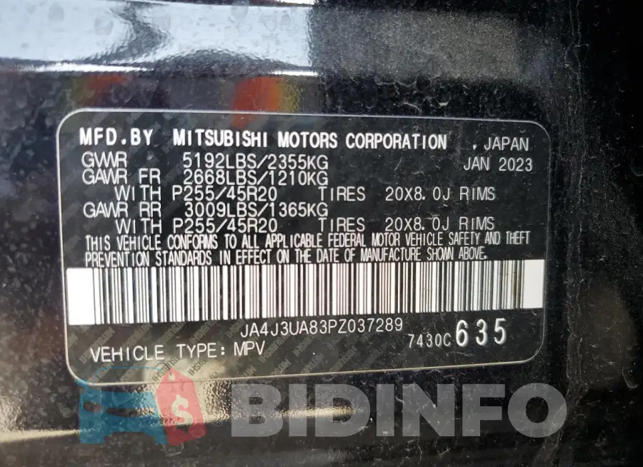 JA4J3UA83PZ037289 Photo# 13