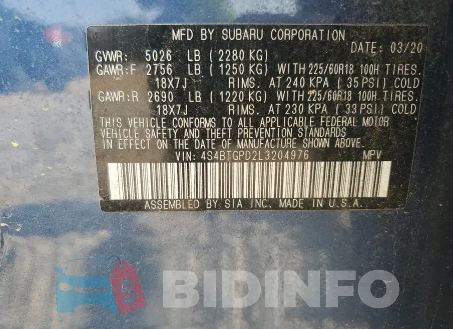 4S4BTGPD2L3204976 Photo# 13