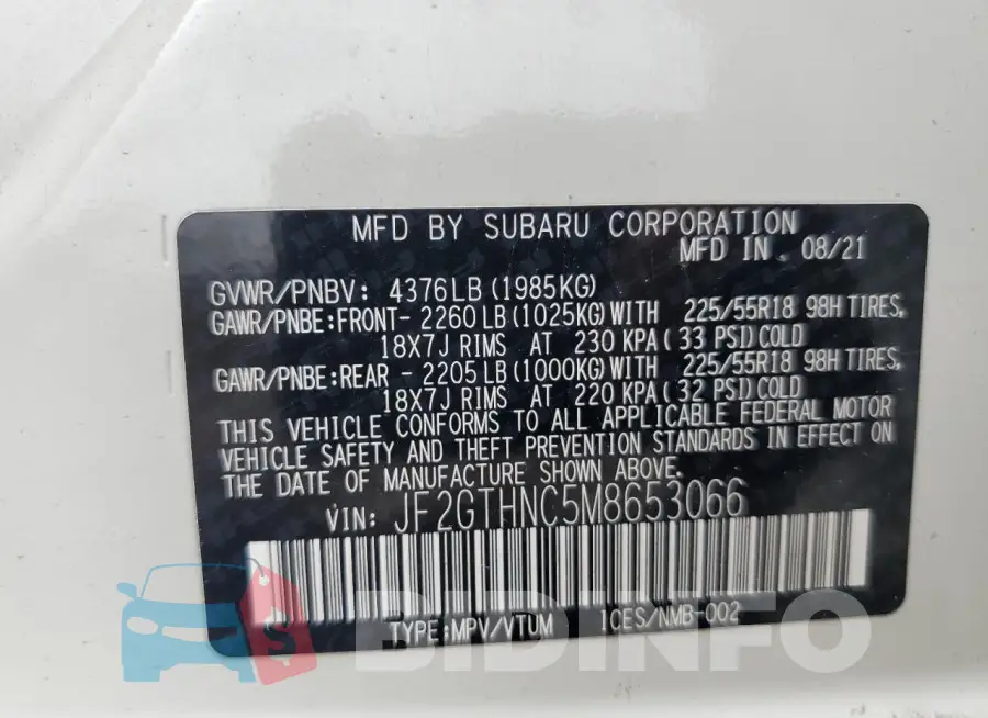 JF2GTHNC5M8653066 Photo# 12