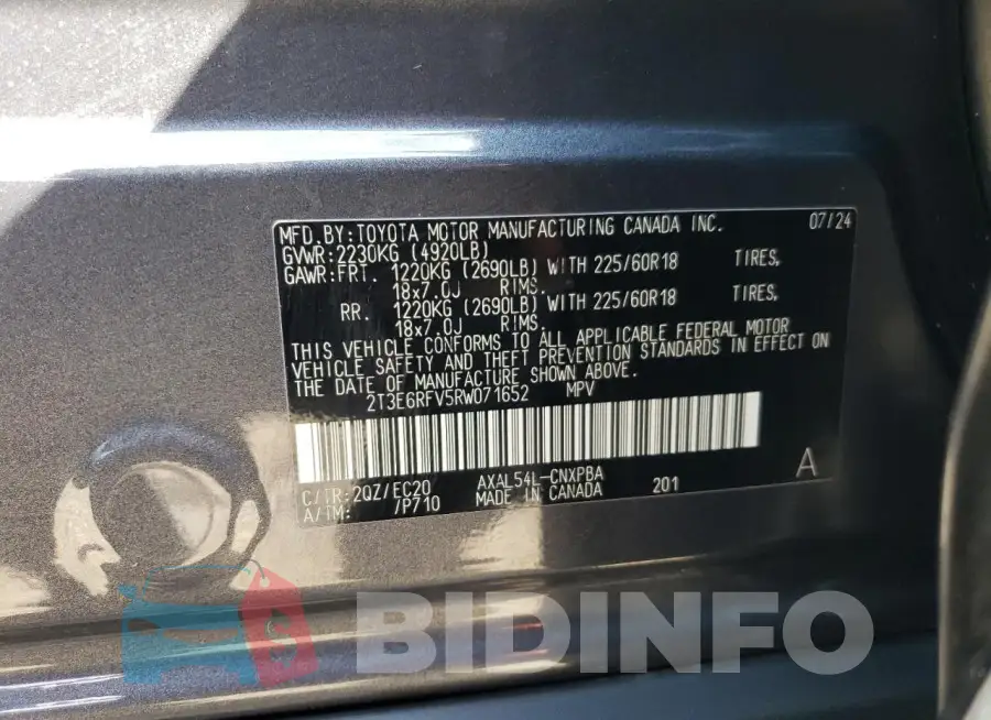 2T3E6RFV5RW071652 Photo# 12