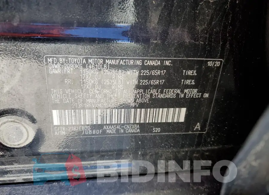 2T3F1RFVXMC156807 Photo# 13