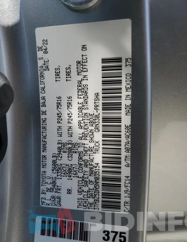 3TMBZ5DN5NM035154 Photo# 12