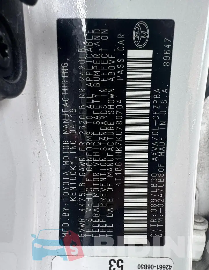 4T1B61HK7K7.8070 Photo# 10