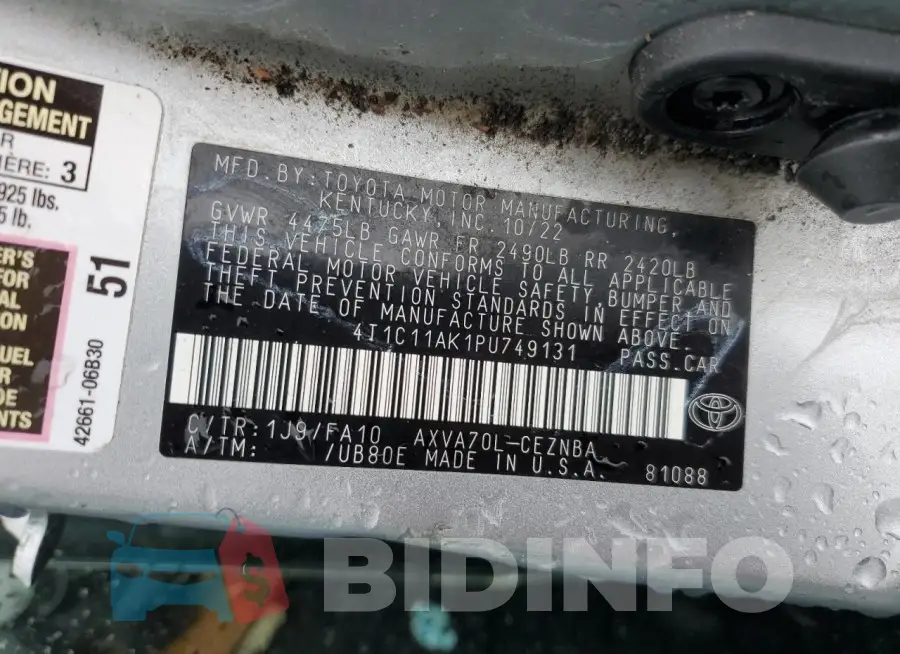 4T1C11AK1PU749131 Photo# 12
