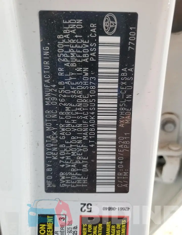 4T1DBADK4SU510873 Photo# 12