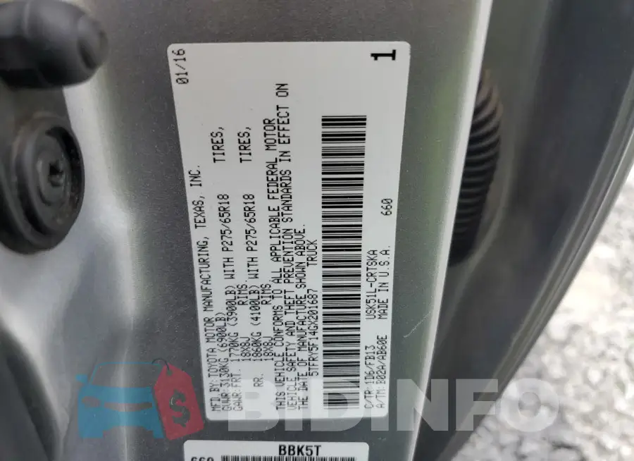 5TFRY5F14GX201687 Photo# 12