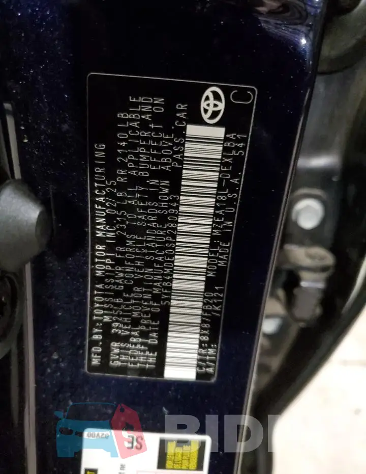 5YFB4MDE0SP280943 Photo# 12