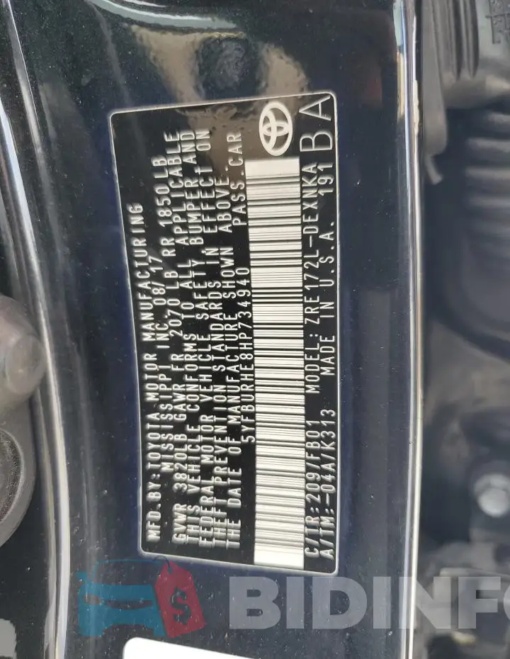 5YFBURHE8HP734940 Photo# 13