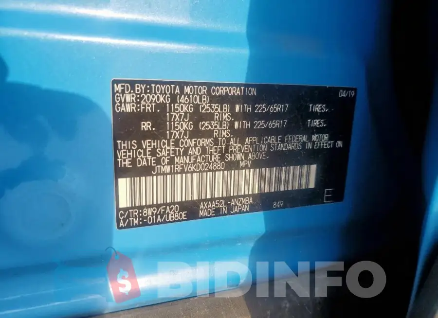 JTMW1RFV6KD024880 Photo# 13