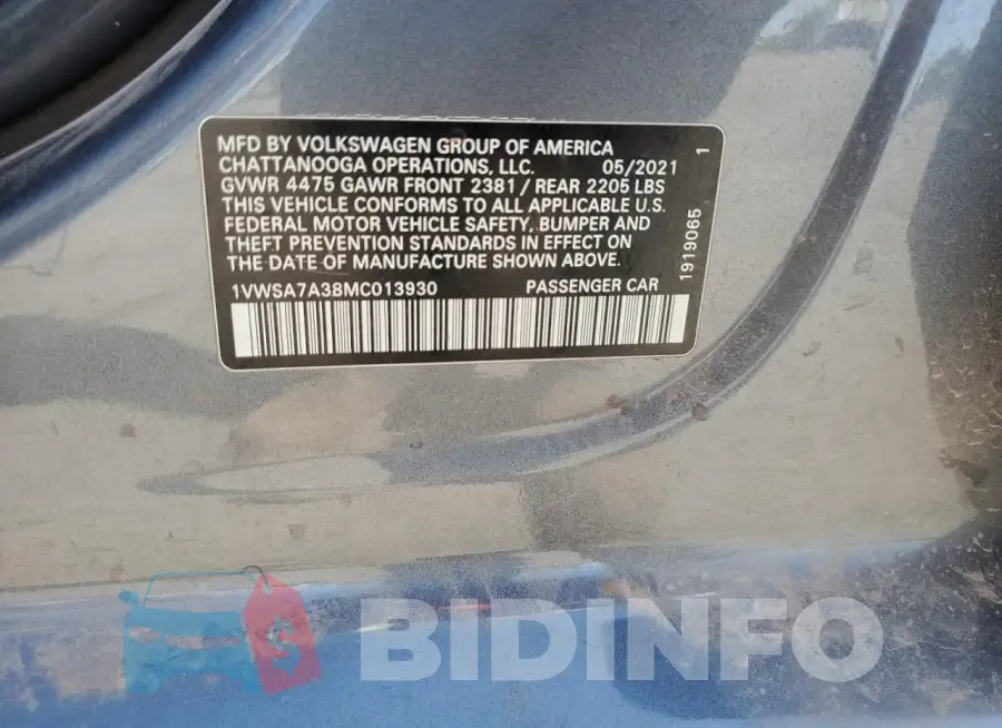 1VWSA7A38MC013930 Photo# 12