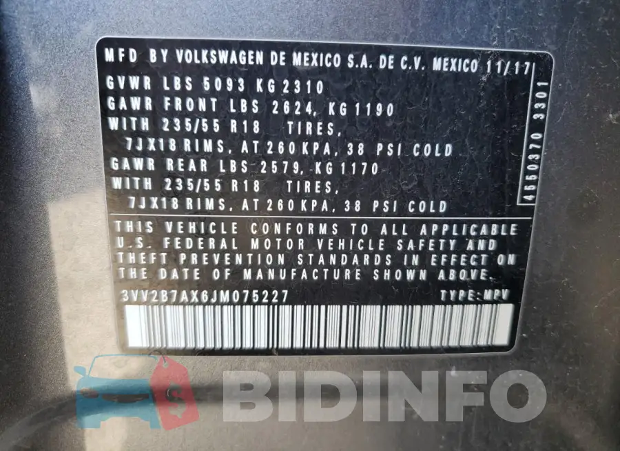 3VV2B7AX6JM075227 Photo# 13