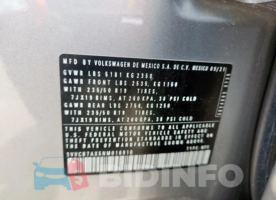 3VVCB7AX5NM016910 Photo# 13