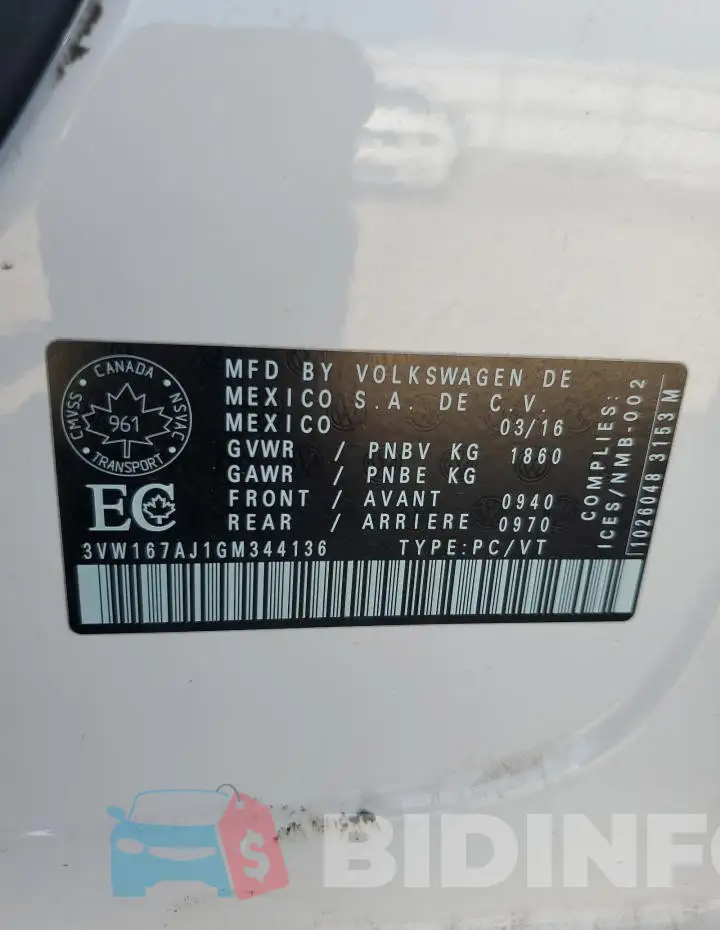 3VW167AJ1GM344136 Photo# 12