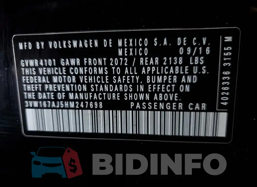 3VW167AJ5HM247698 Photo# 12
