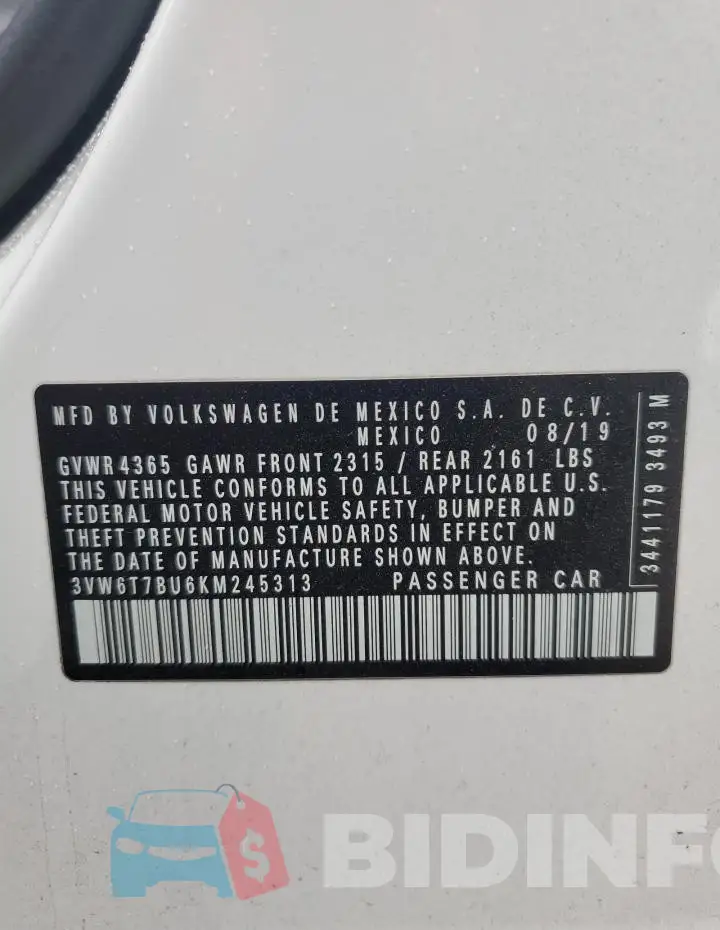3VW6T7BU6KM245313 Photo# 12