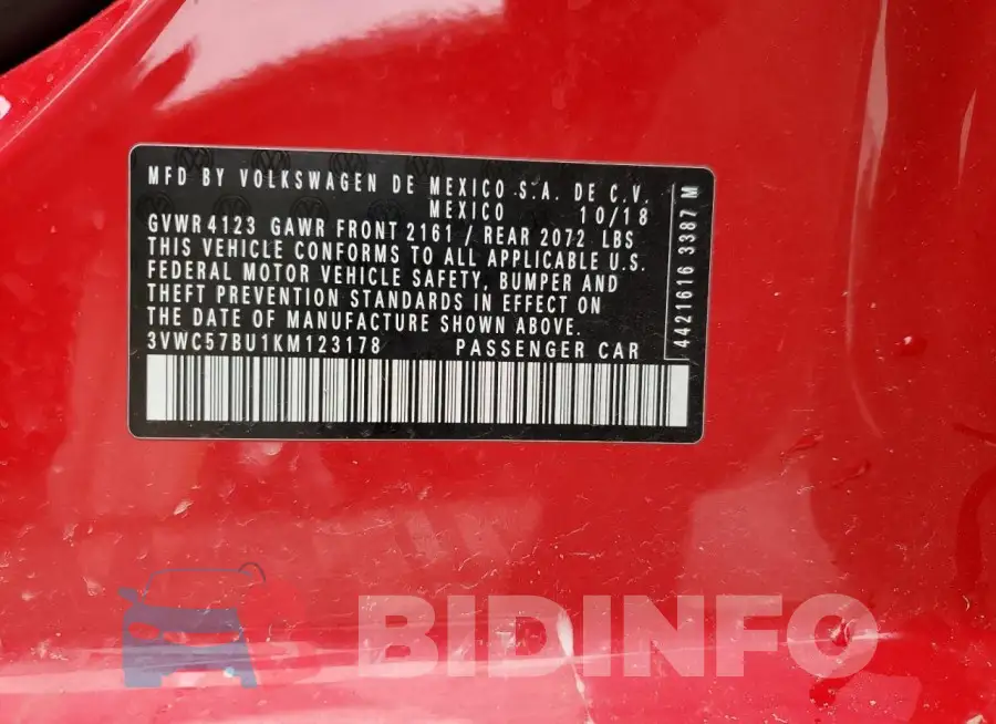 3VWC57BU1KM123178 Photo# 12