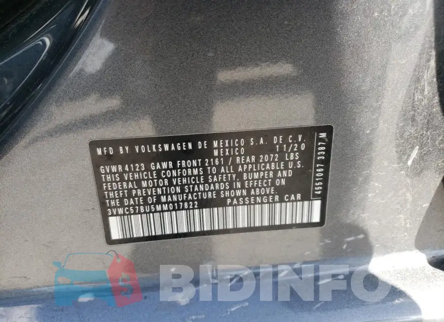 3VWC57BU5MM017822 Photo# 13