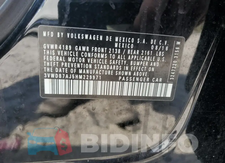 3VWDB7AJ5HM229971 Photo# 12
