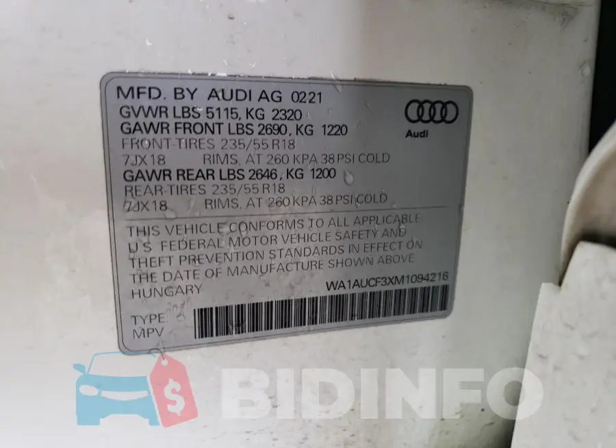 WA1AUCF3XM1094216 Photo# 13