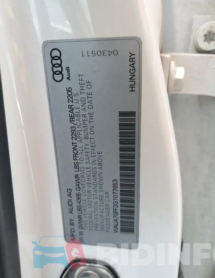 WAUA7GFF2G1077653 Photo# 13