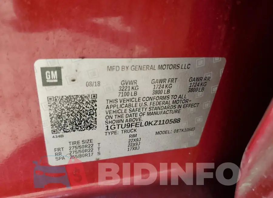 1GTU9FEL0KZ110588 Photo# 12