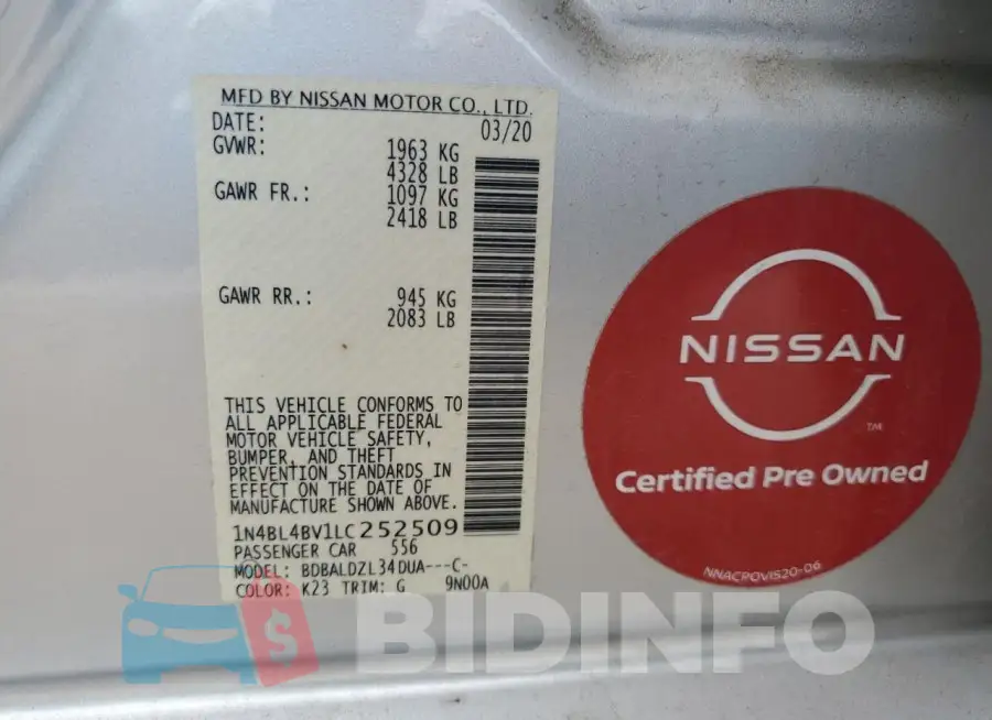 1N4BL4BV1LC252509 Photo# 12