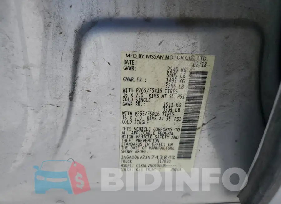 1N6AD0EV2JN743841 Photo# 12
