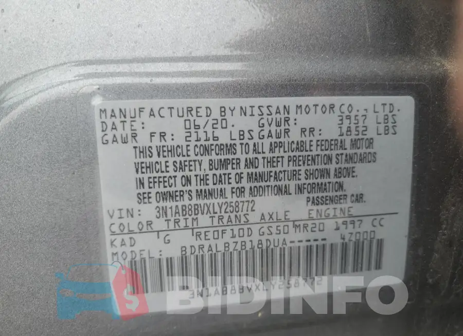 3N1AB8BVXLY258772 Photo# 12