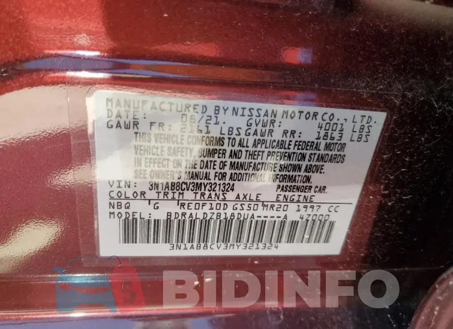 3N1AB8CV3MY321324 Photo# 12